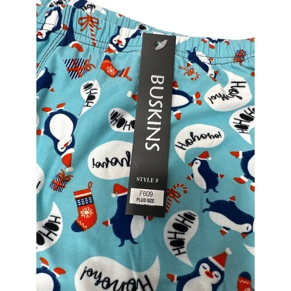 COPY - Buskins Leggings 10 12 Large Pengiuns Light Blue Christmas - Picture 4 of 5